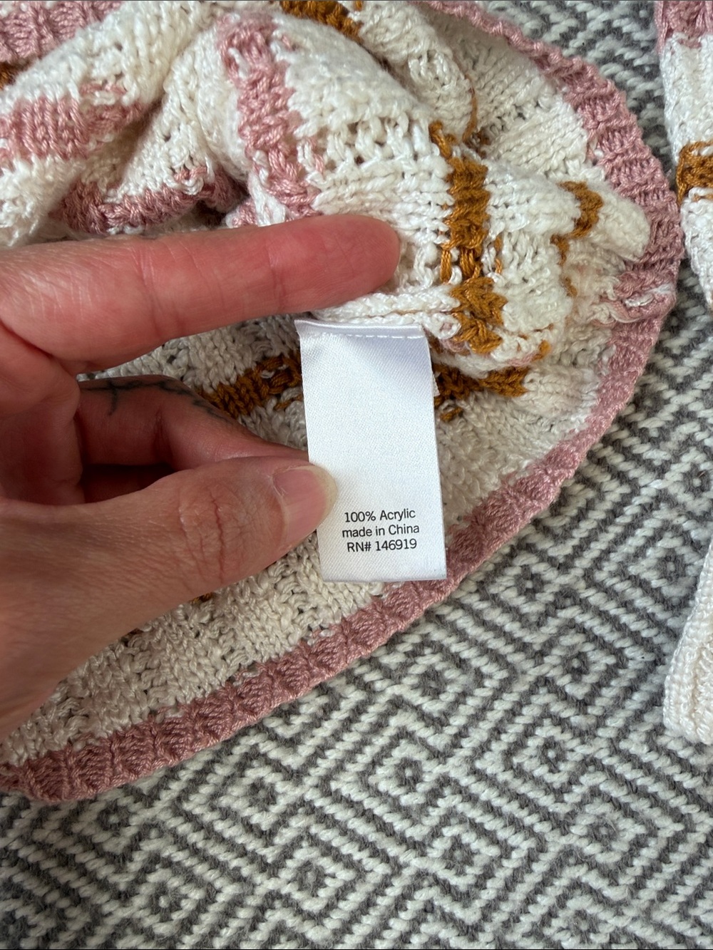 Kohl's Cream Sweater with Pink, Mustard and Light Blue Stripes - Picture 3 of 12